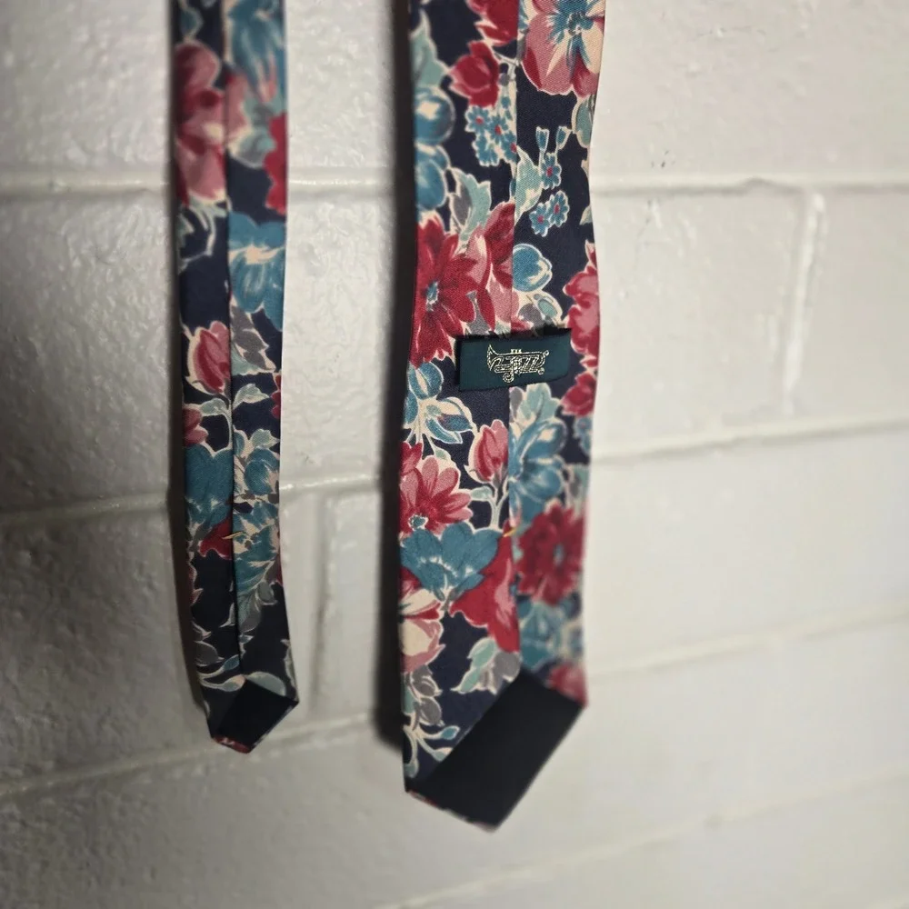 Vtg‎ Jazz Floral Necktie 57x3.5 Multicolor Garden Flower Print Silk Classic Tie